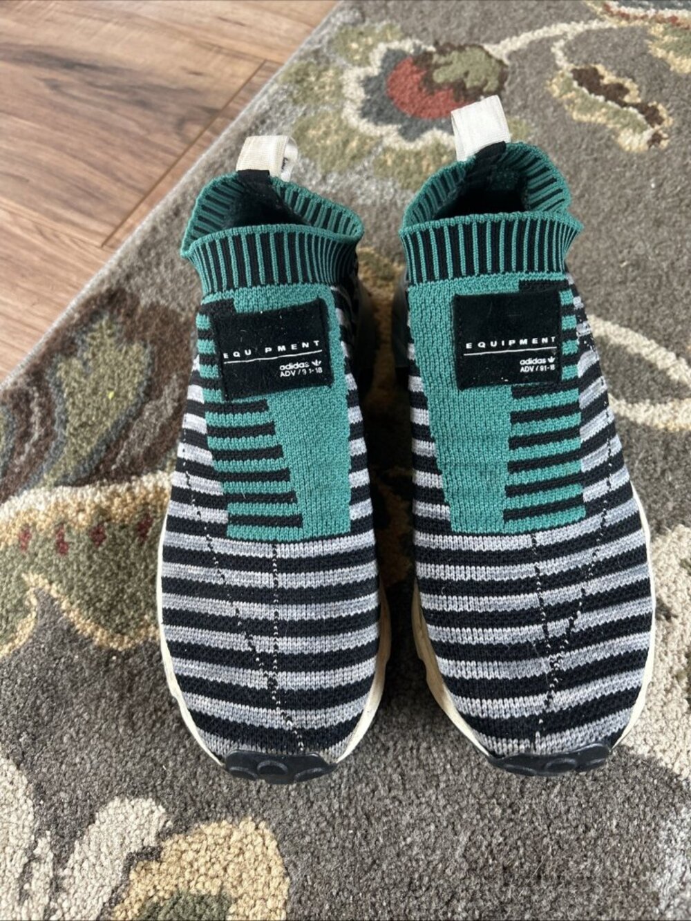 MEN’s Adidas Original EQT SUPPORT Sock Sneaker Size: 6 Teal Green Black Stripe